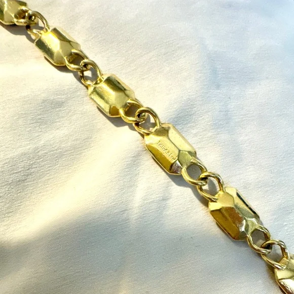 RARE Vintage Trifari Gold Tone Faux Amethyst Cabochon Chain Bracelet - Picture 4 of 4